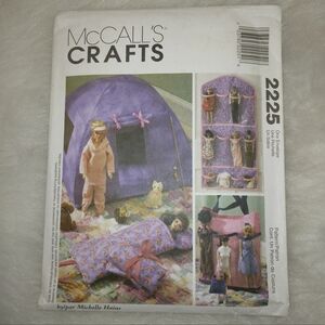 MCCALL'S 2225 Barbie Doll Sized Tent Sleeping Bag Tote Dog Cat & Organizers